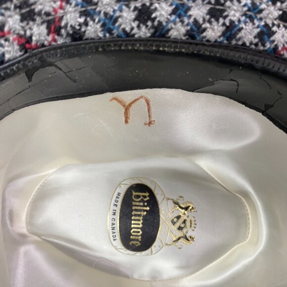 Vintage Biltmore Canada Houndstooth Tweed Fedora Hat Men's Size 7 1/4 Gray - Picture 12 of 12